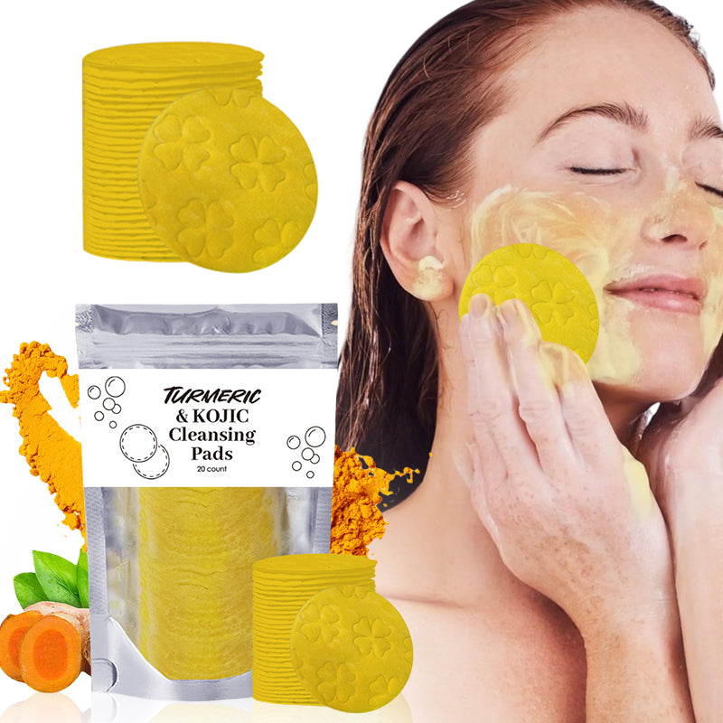 Turmeric Exfoliating Cleansing Pads Compressed Facial Sponges Skin Care Tools For Face Clogged Pores Excess Oil Cleansing Brilliant Roots
