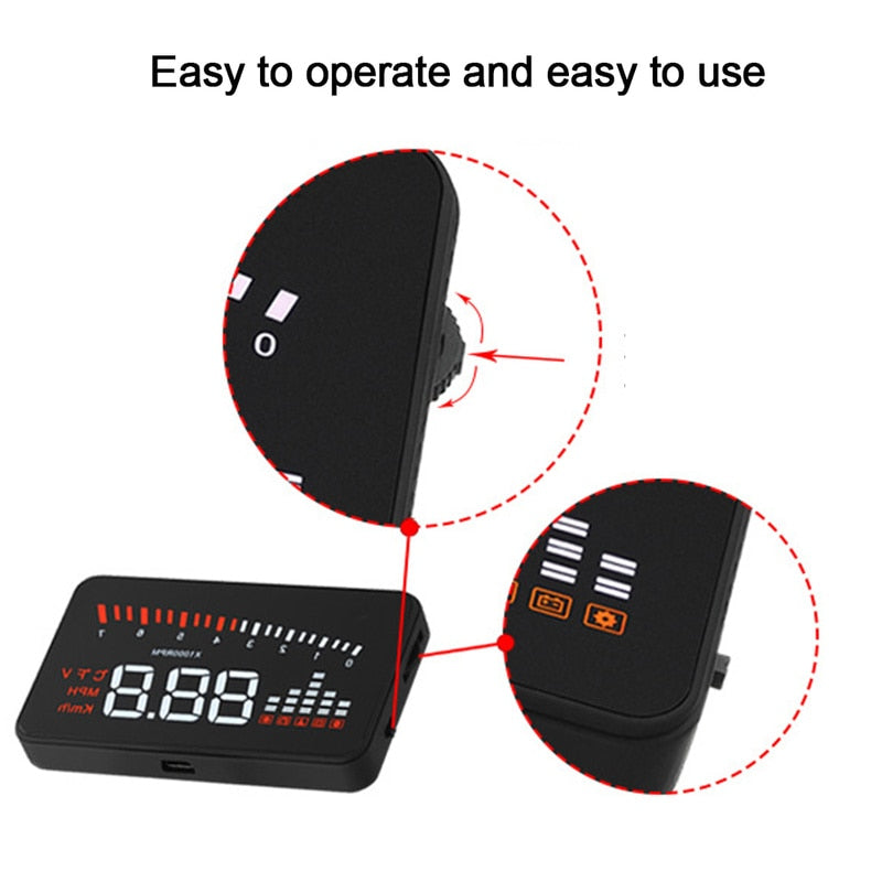 X5 Car HUD Head Up Display OBD II EOBD Automatic Matching Overspeed Warning System Projector Windshield Car Voltage Speed Alarm eprolo