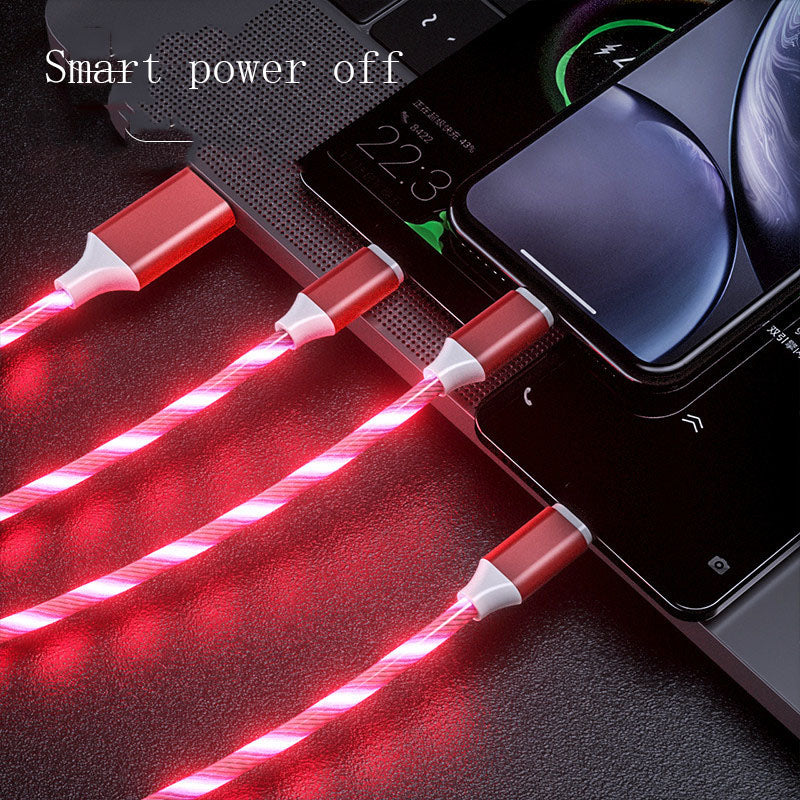 3 In 1 Micro USB Type C Cable LED Flowing Light Type C Chager Cable Mobile Phone Charging Wire Brilliant Roots