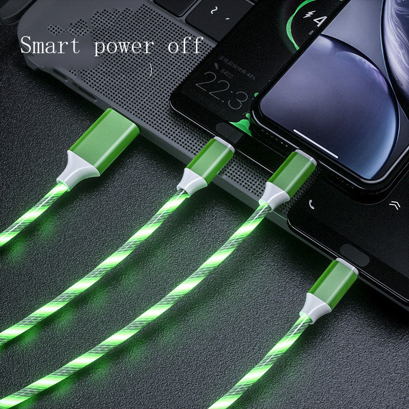 3 In 1 Micro USB Type C Cable LED Flowing Light Type C Chager Cable Mobile Phone Charging Wire Brilliant Roots