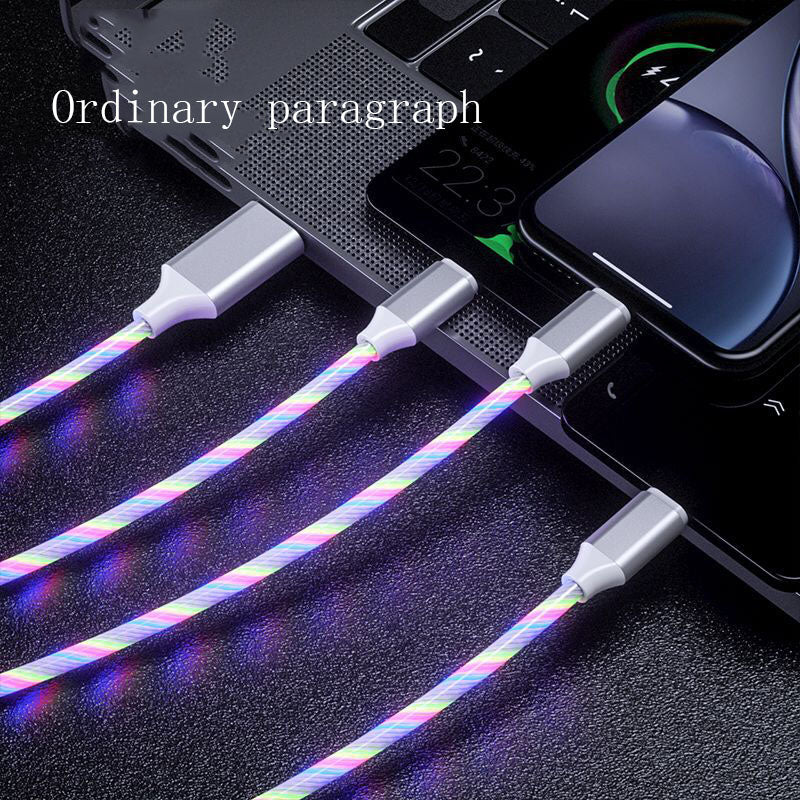 3 In 1 Micro USB Type C Cable LED Flowing Light Type C Chager Cable Mobile Phone Charging Wire Brilliant Roots