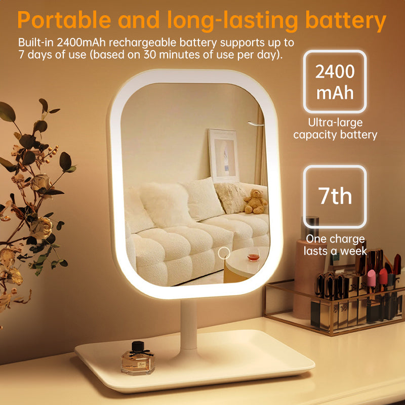 Large Square Rotating LED Makeup Mirror with Adjustable Lighting, 1~2PCS, Vanity Mirror for Girls Dormitory & Home Use eprolo