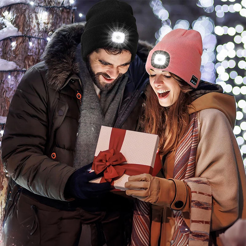 Warm LED Beanie with Bluetooth 5.4 Stereo, USB Rechargeable & 3-Level Adjustable Light | Music & Heating Winter Hat eprolo