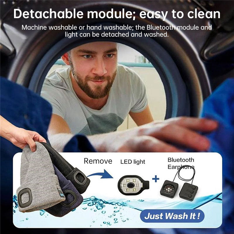 Warm LED Beanie with Bluetooth 5.4 Stereo, USB Rechargeable & 3-Level Adjustable Light | Music & Heating Winter Hat eprolo