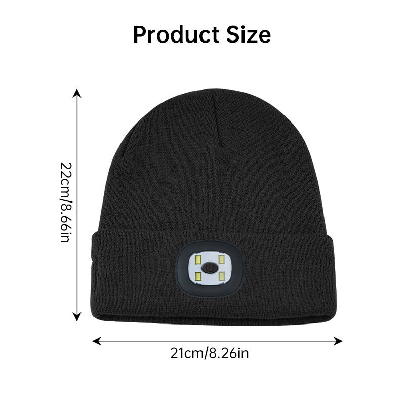 Warm LED Beanie with Bluetooth 5.4 Stereo, USB Rechargeable & 3-Level Adjustable Light | Music & Heating Winter Hat eprolo