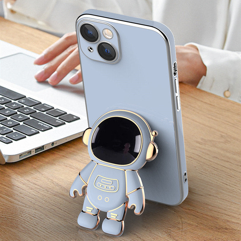 3D Astronaut Phone Case Anti-Drop Electroplating Bracket Brilliant Roots