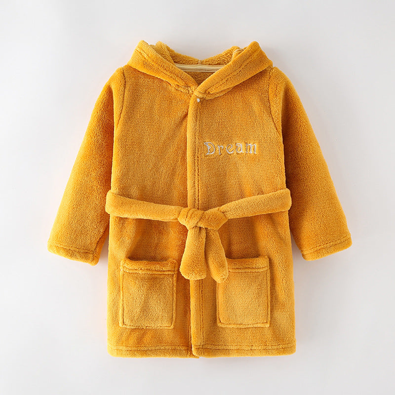 New Children's Clothing Home Clothes Male And Female Baby Bathrobe Cartoon Flannel Hooded Children's Nightgown eprolo