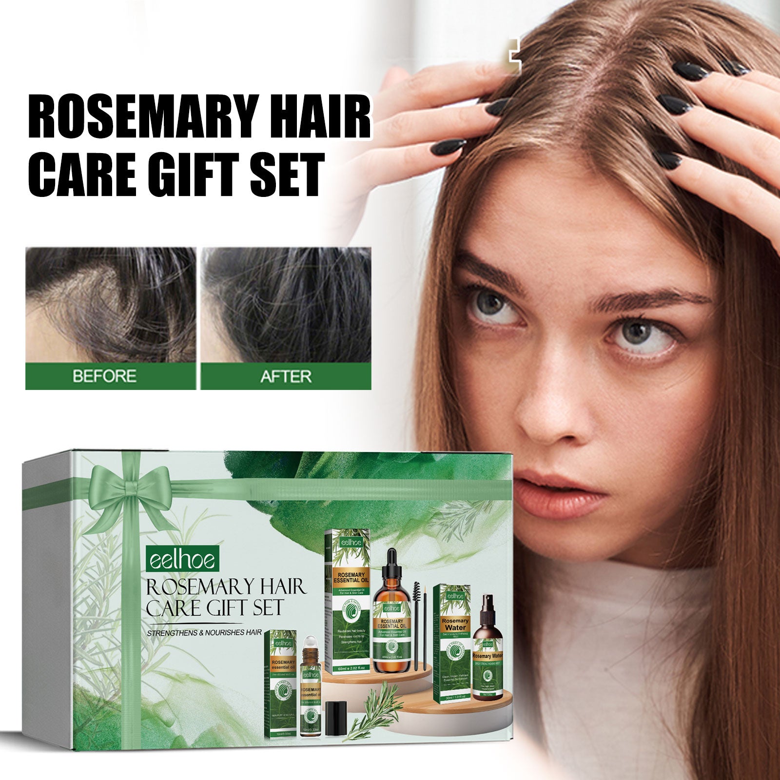 Rosemary Hair Care Nourish Hair Soft Fluffy Strong Moisturizing Root Hair Care Gift Set eprolo