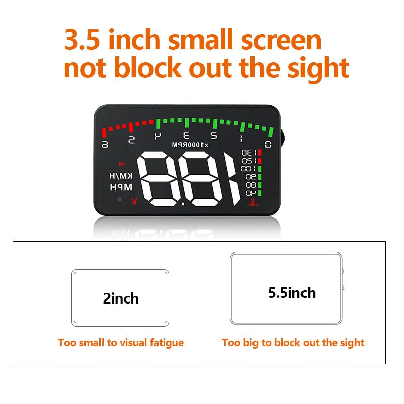 3.5 A900 HUD Head-Up Display Car-styling Hud Display Overspeed Warning Windshield Projector Alarm System Universal Auto eprolo