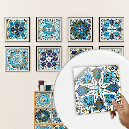 10 Piece Set Of Datura Mosaic Small Flower Imitation Ceramic Tile Sticker For Home Renovation Kitchen And Bathroom Decoration Self-Adhesive Wall Sticker eprolo