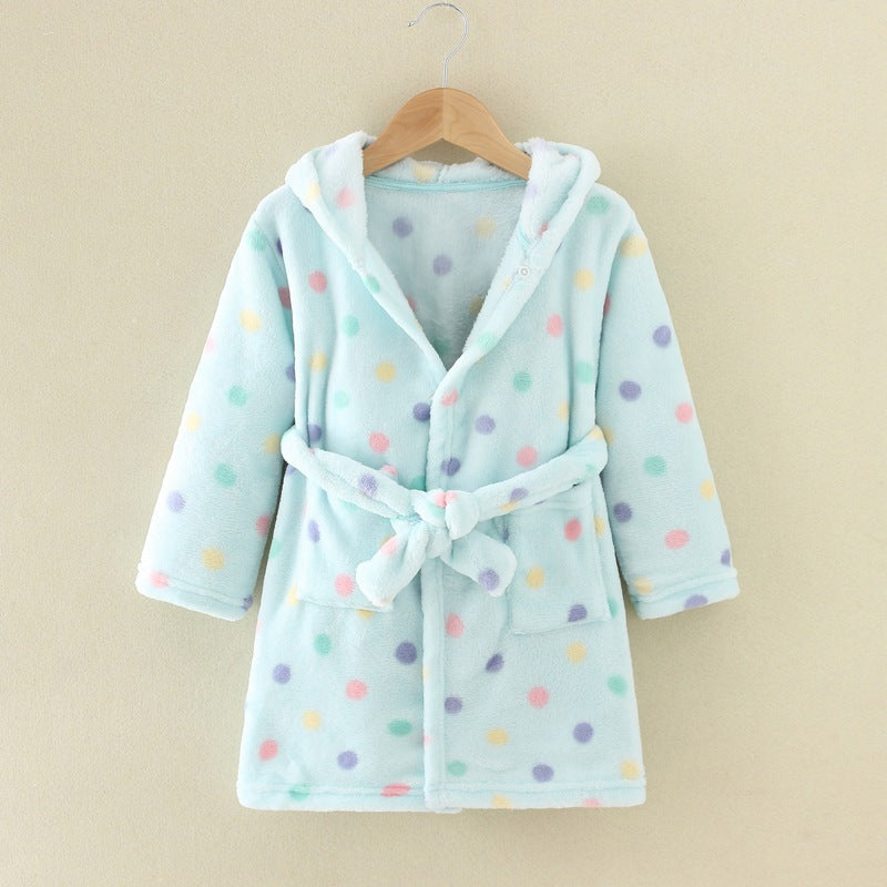 New Children's Clothing Home Clothes Male And Female Baby Bathrobe Cartoon Flannel Hooded Children's Nightgown eprolo