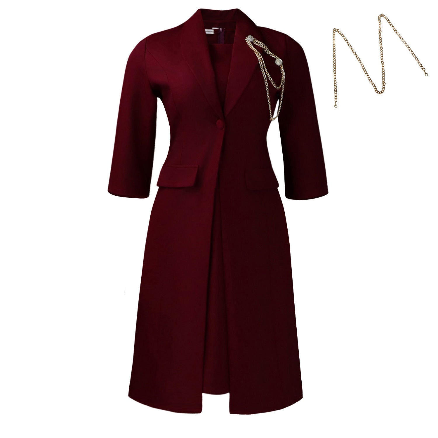 Elastic slim fit solid color suit jacket, camisole skirt two-piece set eprolo