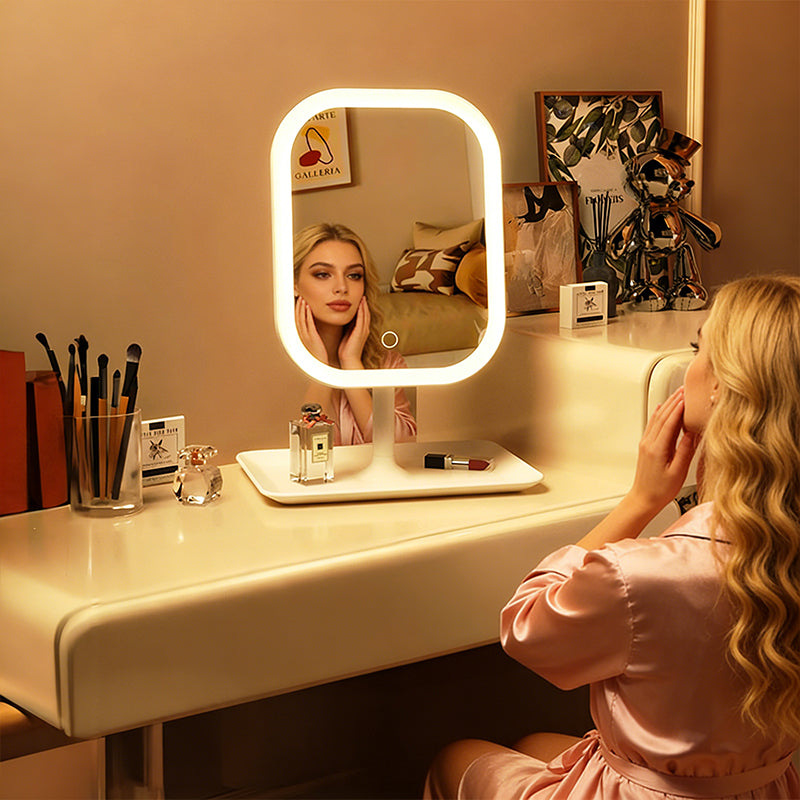 Large Square Rotating LED Makeup Mirror with Adjustable Lighting, 1~2PCS, Vanity Mirror for Girls Dormitory & Home Use eprolo