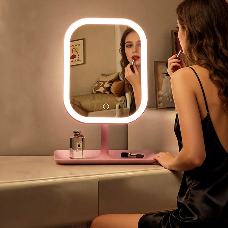 Large Square Rotating LED Makeup Mirror with Adjustable Lighting, 1~2PCS, Vanity Mirror for Girls Dormitory & Home Use eprolo