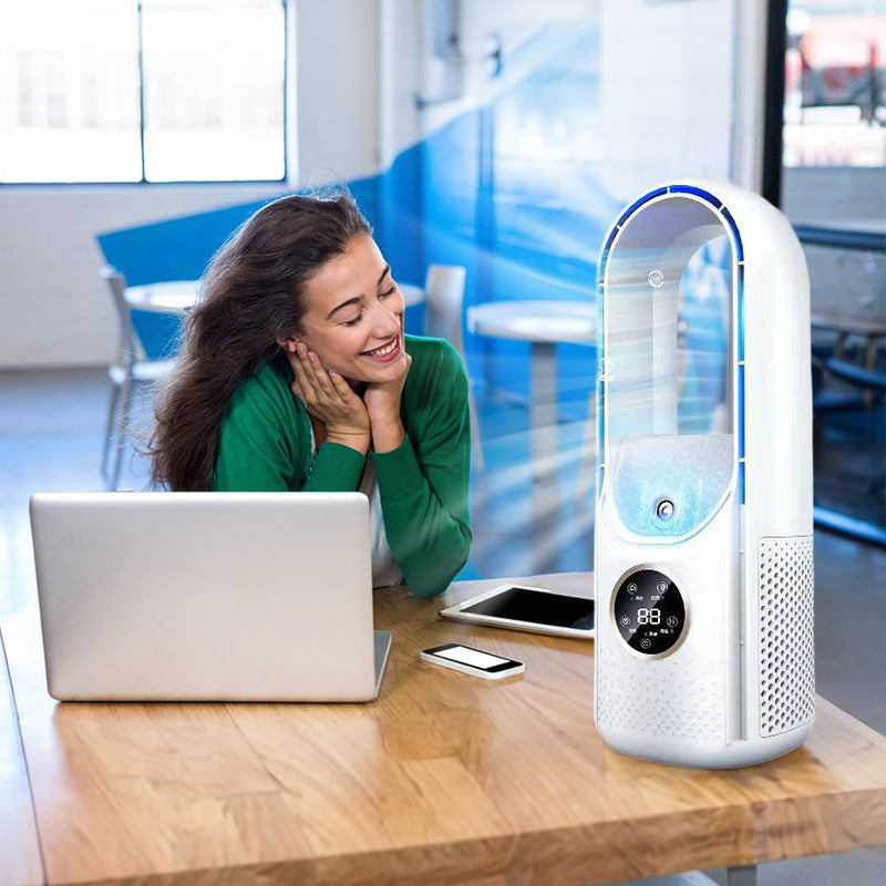 Six - speed timed silent AC cooling fan, new mini portable AC, USB air cooler, bladeless electric fan. eprolo