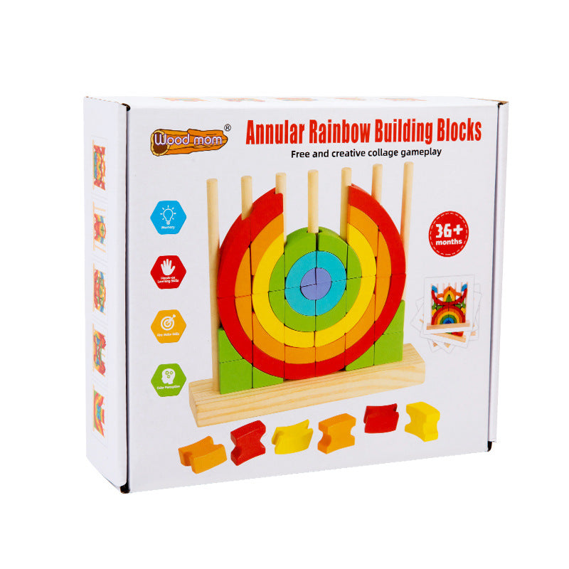 Rainbow Creative Building Blocks Set Column Puzzle Shape Recognition Wooden Stacking Music Puzzle Christmas Toy Gift eprolo