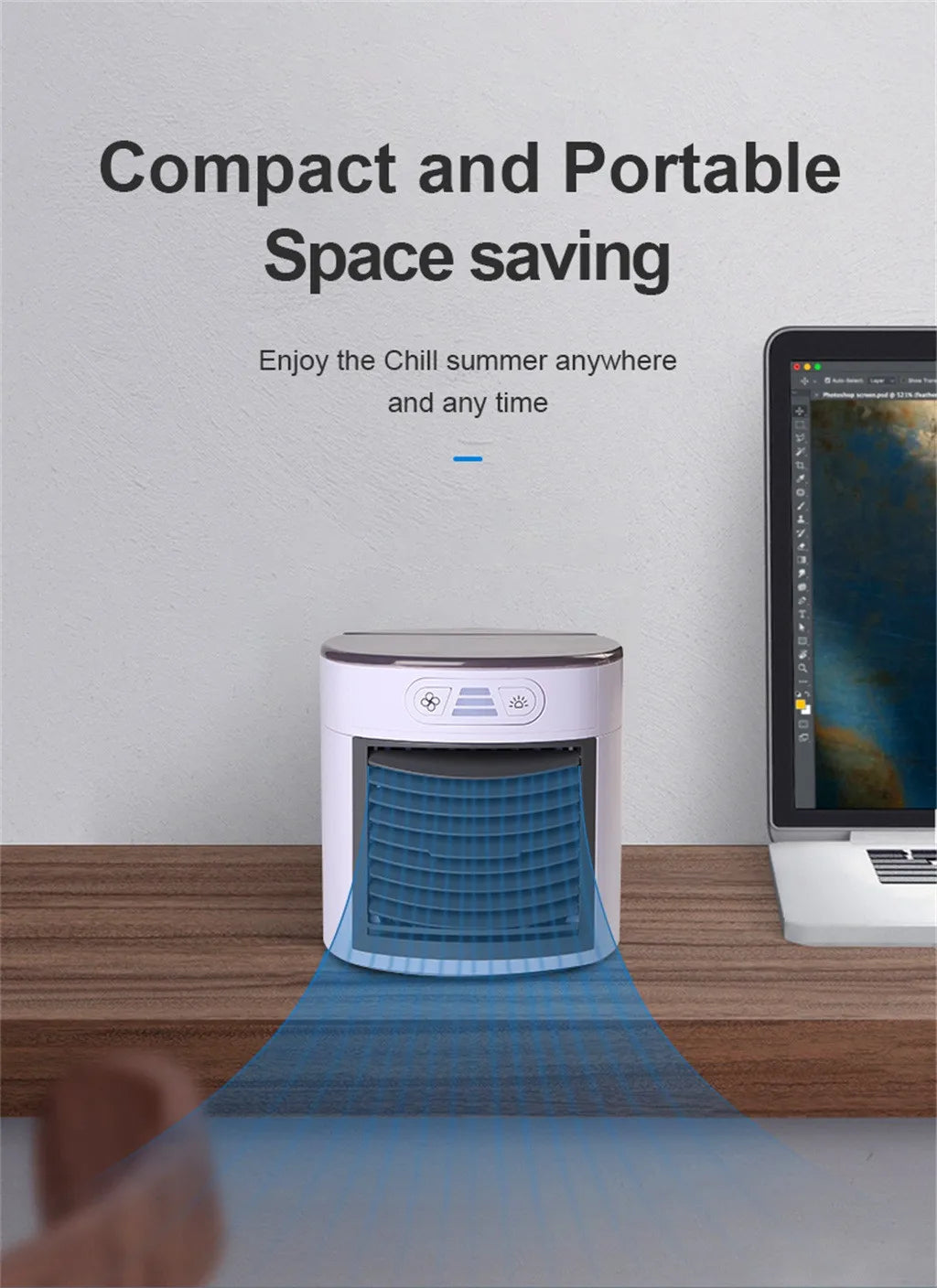 Portable Air Conditioner Usb Desktop Air Conditioning Usb Convenient Air Cooler Fan Digital Humidifier Mini Air Cooling Fan eprolo