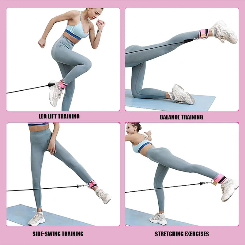 Ankle Straps Resistance Bands Set Fitness Workout Exercise Equipment Ankle Weight Yoga Elastic Fitness Band For Gym Man Woman Brilliant Roots