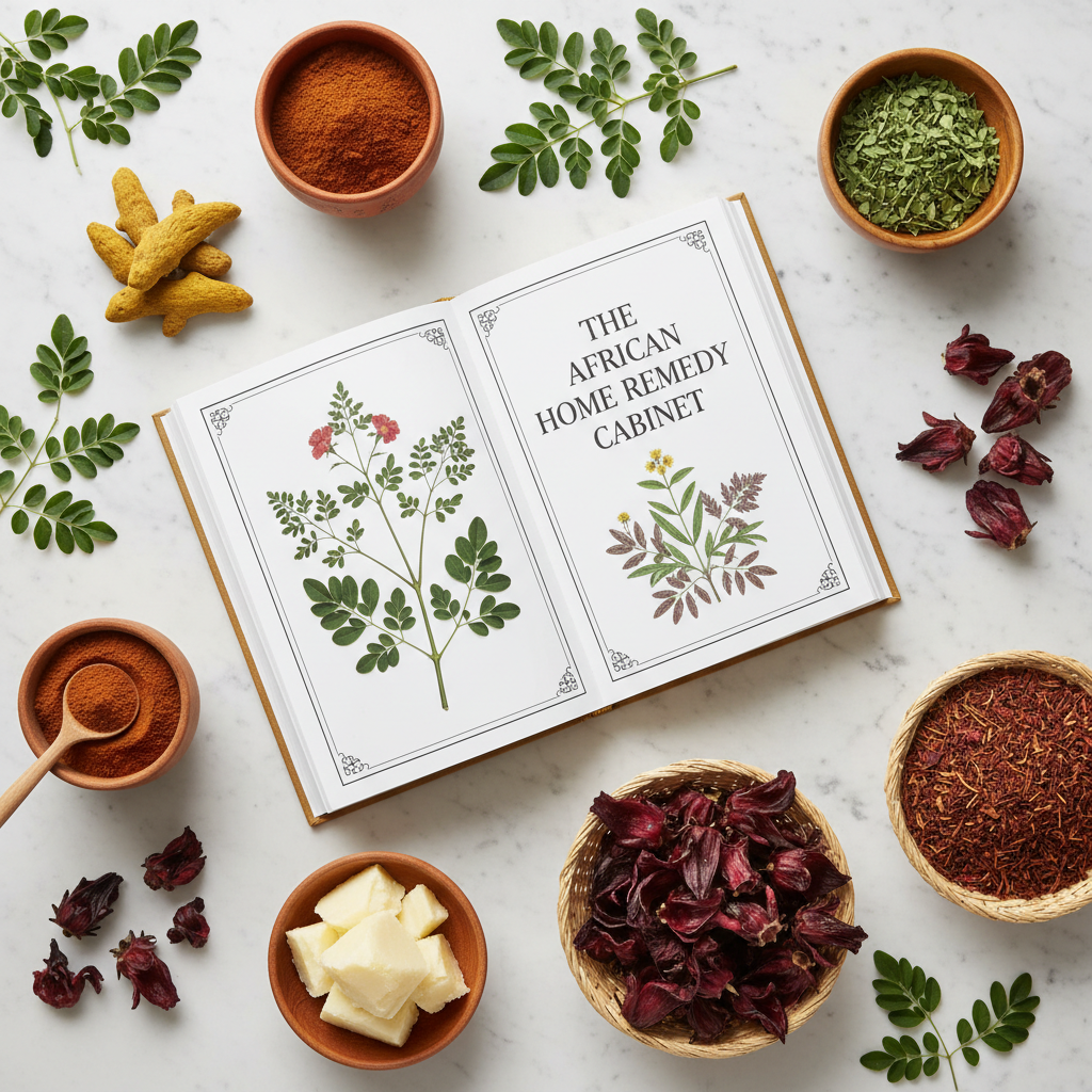 African Home Remedy Cabinet Flat Lay