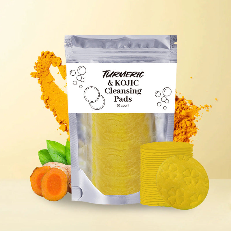 Turmeric Exfoliating Cleansing Pads Compressed Facial Sponges Skin Care Tools For Face Clogged Pores Excess Oil Cleansing Brilliant Roots