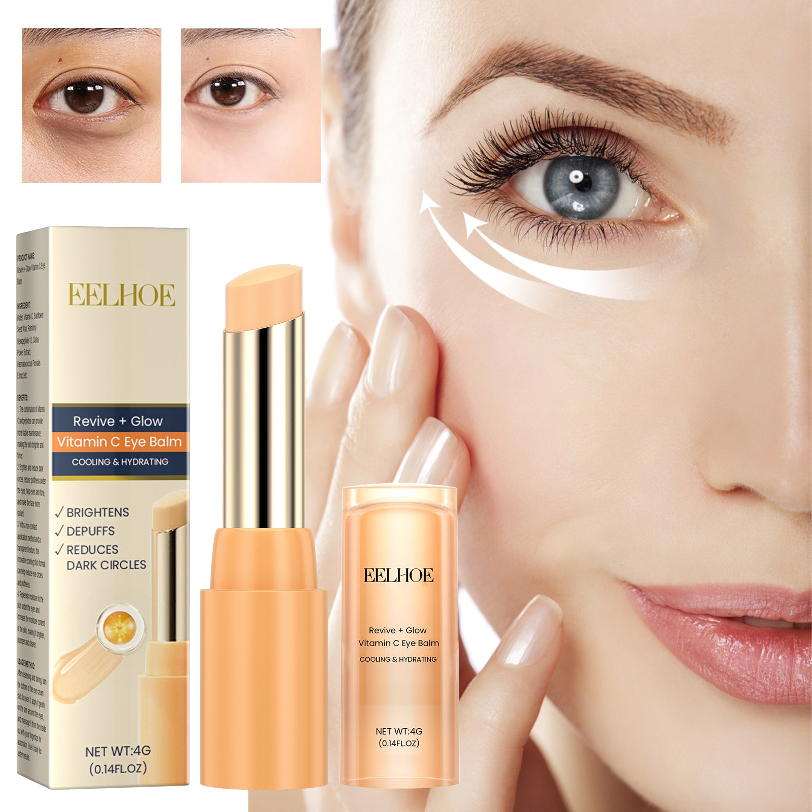 Vitamin C Eye Cream Stick Firming Skin Moisturizing Brilliant Roots