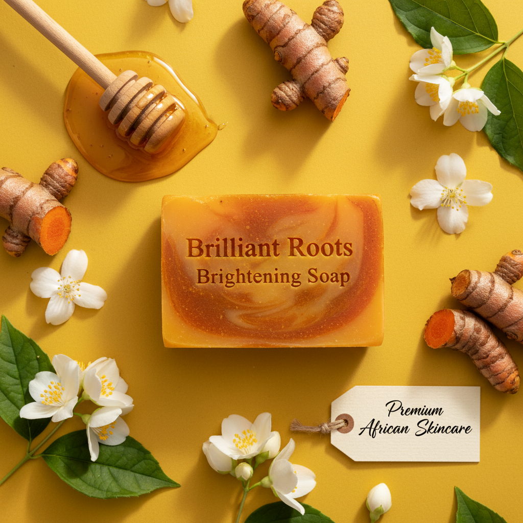 Brightening soap bar top-down on yellow ochre with turmeric and jasmine