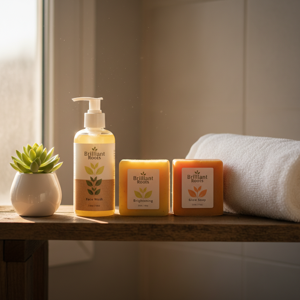 Starter Glow Kit lifestyle shot on bathroom shelf