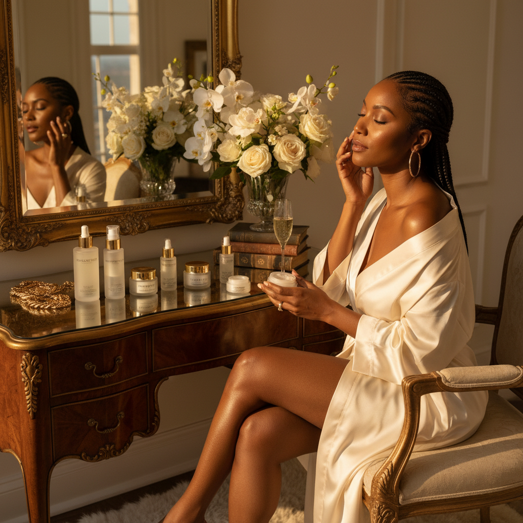 Full Luxury Collection lifestyle shot on glamorous dressing table